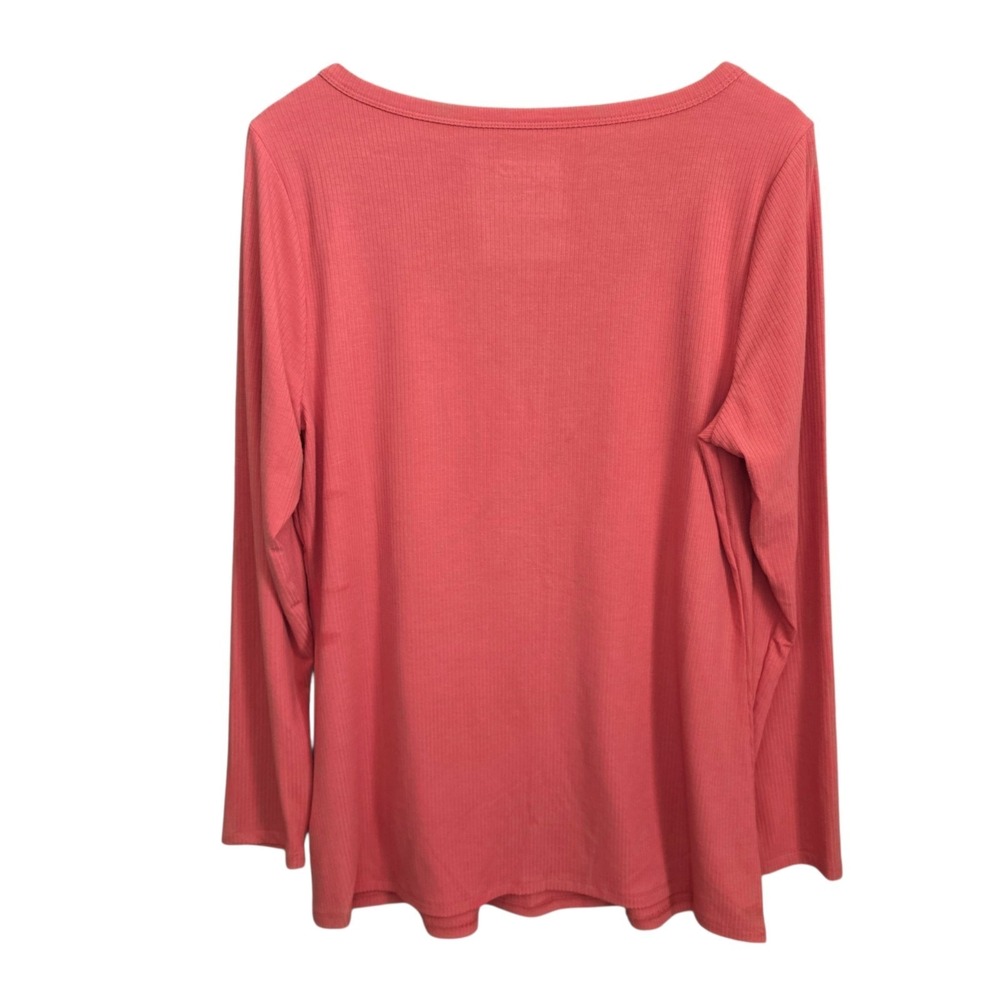 Torrid Top Womens 2 US Plus 2X Pink Ribbed V Neck Long Sleeve Knit Casual - Picture 6 of 7